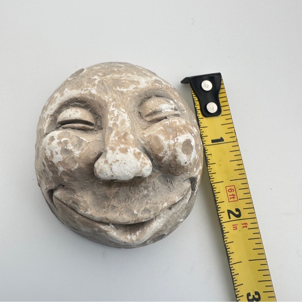 Handmade Clay Moon Man Face Sculpture / Wall Hanging Decor - Picture 4 of 5